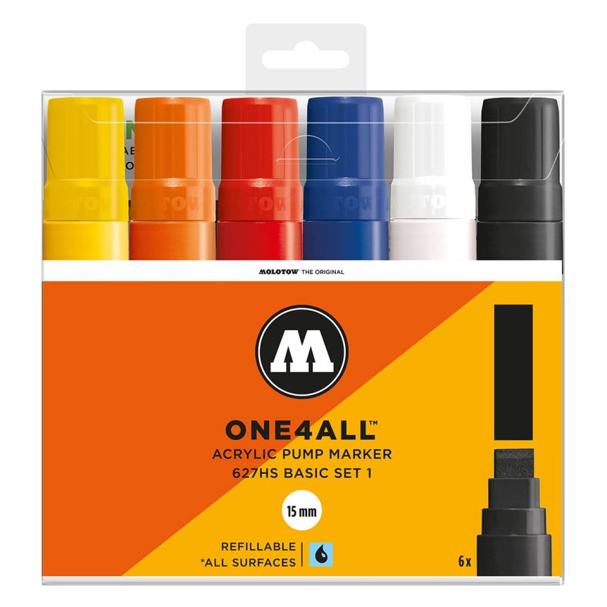 Molotow One4All Marker 15mm Set of 6 Basic No.1 Colors