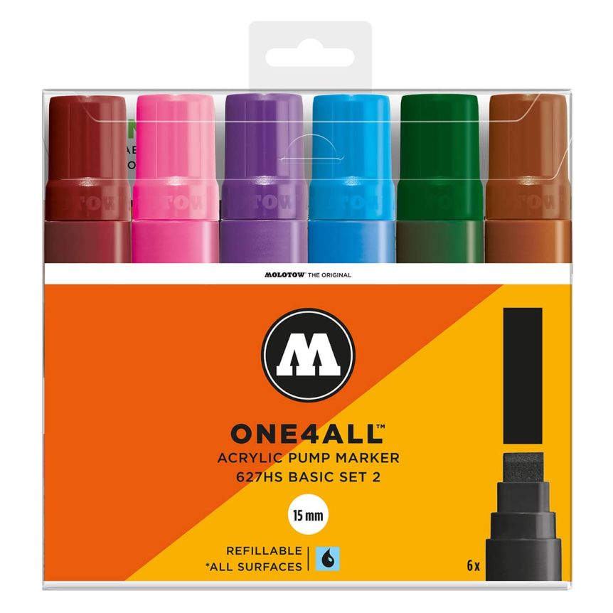 Molotow One4All Marker 15mm Set of 6 Basic No.2 Colors