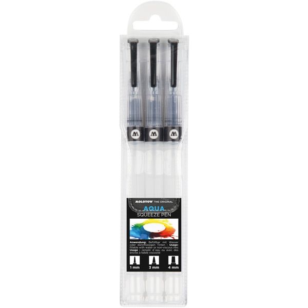 Molotow Aqua Squeeze Brush Pen Set Of 3, Assorted