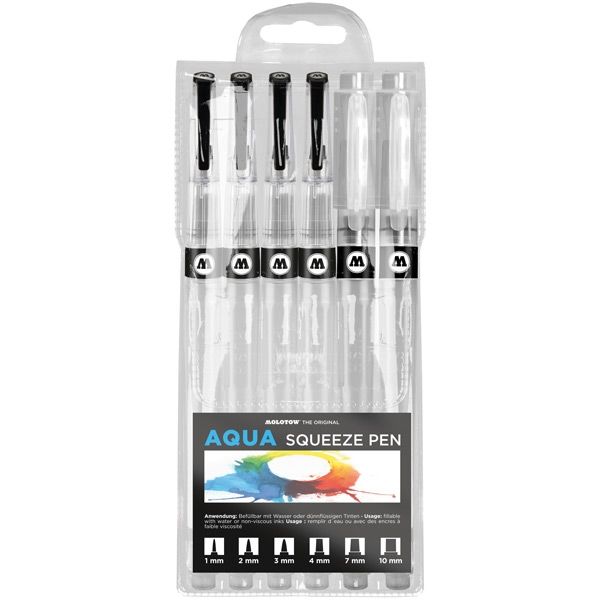 Molotow Aqua Squeeze Brush Pen Set Of 6, Assorted