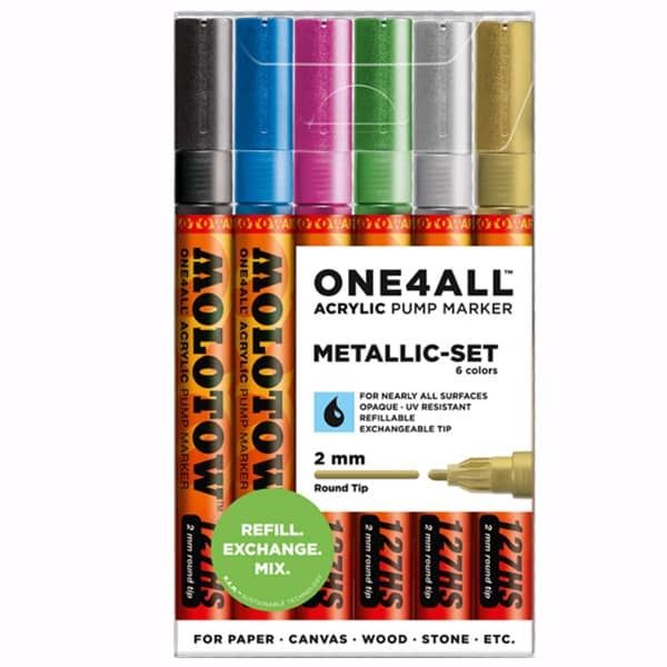 Molotow One4All Marker 2mm Set of 6 Metallic Colors