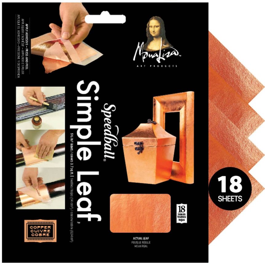 Speedball Mona Lisa Gold Leafing Simple Leaf 18 Pack 5-1/2" x 5-1/2" - Copper