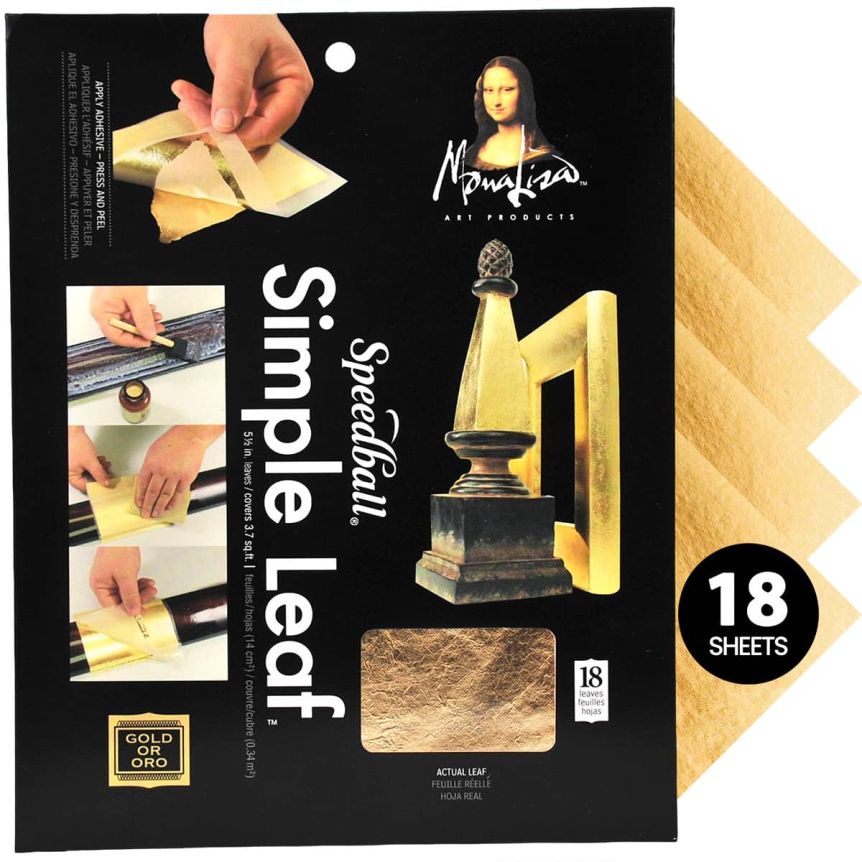 Speedball Mona Lisa Gold Leafing Simple Leaf 18 Pack 5-1/2" x 5-1/2" - Gold