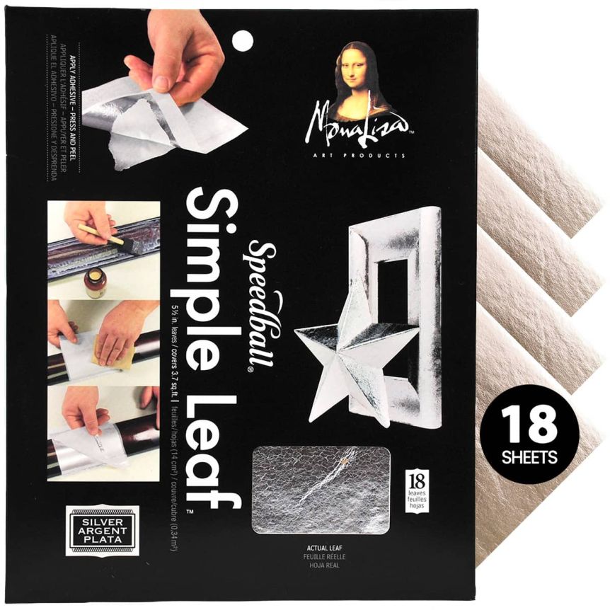 Speedball Mona Lisa Gold Leafing Simple Leaf 18 Pack 5-1/2" x 5-1/2" - Silver