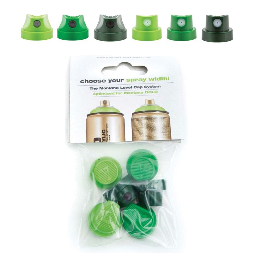 Montana Replacement Spray Caps - Green Level 1-6 Caps (Set of 6)