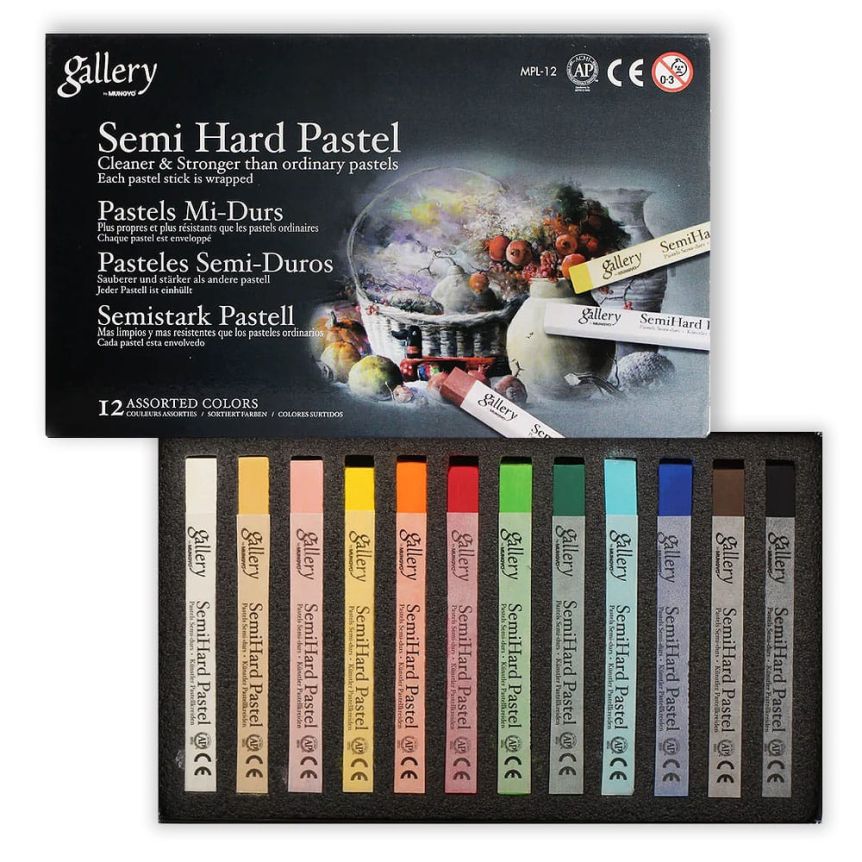 Mungyo Gallery Semi-Hard Pastels Set of 12, Assorted Colors