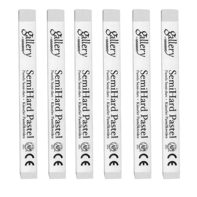 Mungyo Gallery Semi-Hard Square Pastels - White, Box of 6