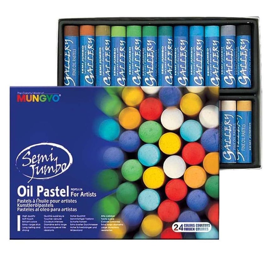 Mungyo Gallery Semi-Jumbo Oil Pastels Set of 24, Assorted Colors