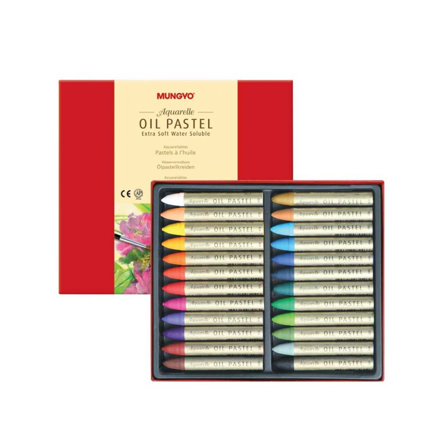 MUNGYO Non-toxic Watercolors Crayons 24 Colors Assorted Set