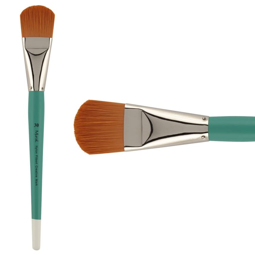 Golden Taklon Synthetic Long Handle Mural Brush, #30 Filbert