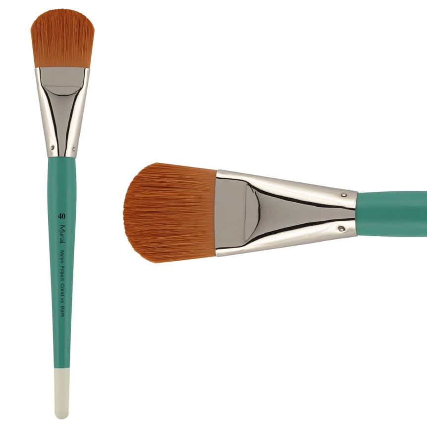 Golden Taklon Synthetic Long Handle Mural Brush, #40 Filbert