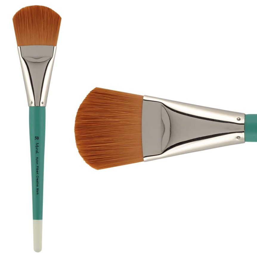Golden Taklon Synthetic Long Handle Mural Brush, #50 Filbert