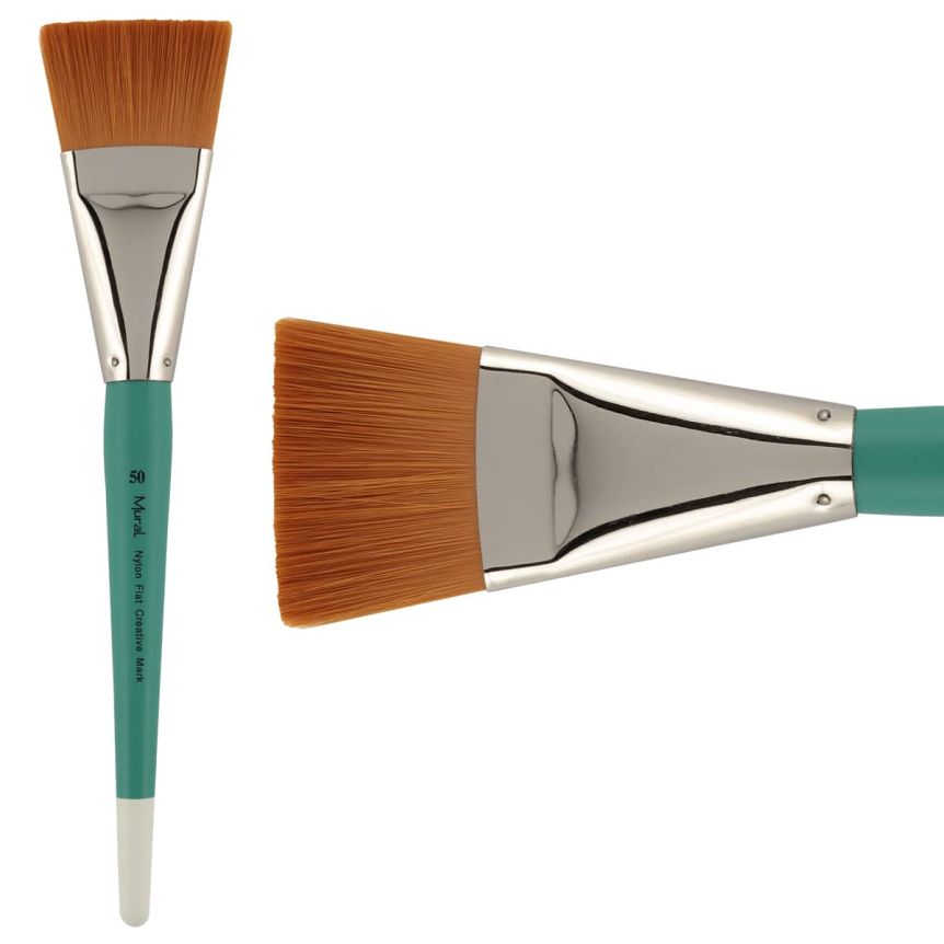 Golden Taklon Synthetic Long Handle Mural Brush, #50 Flat