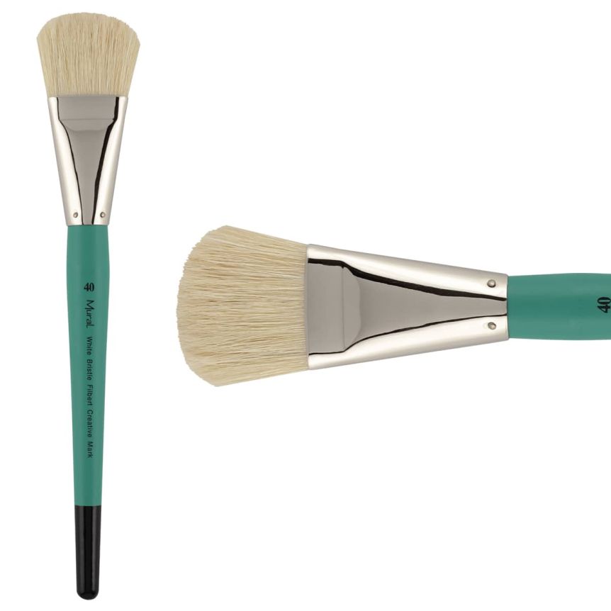 Natural Hog Bristle Long Handle Mural Brush, #40 Filbert