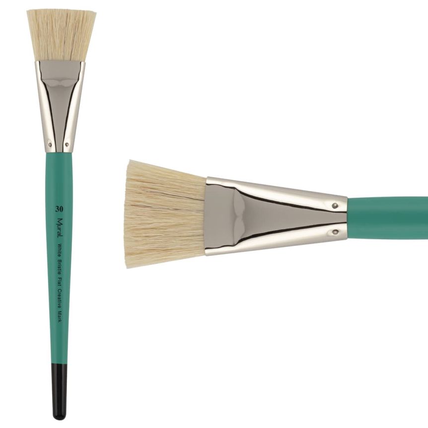 Natural Hog Bristle Long Handle Mural Brush, #30 Flat