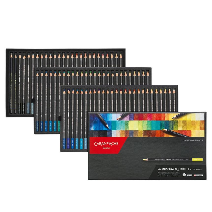 Caran D'Ache Museum Aquarelle Pencil 76 Set + 2 Technalo Pencils