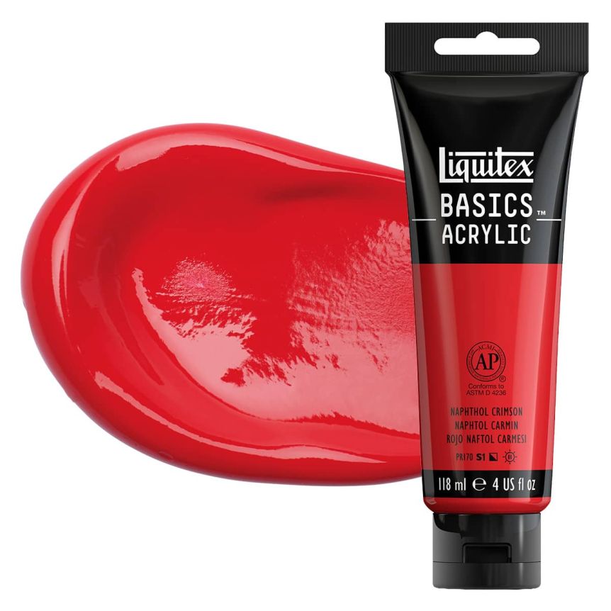 Liquitex Basics Acrylic Paint - Naphthol Crimson, 4oz Tube