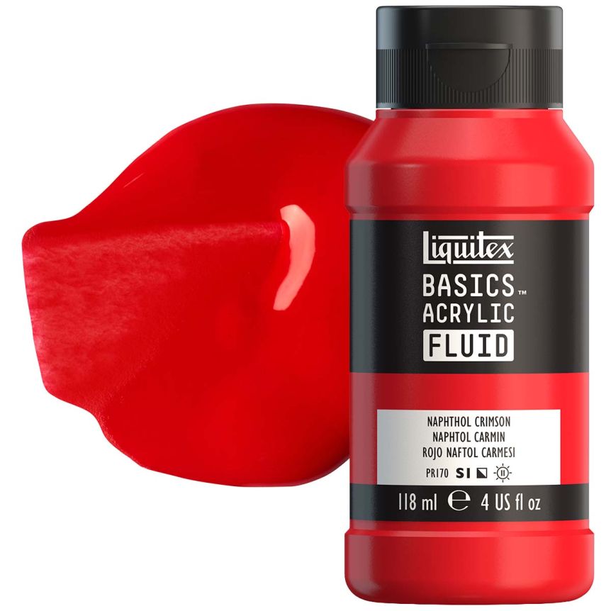Liquitex BASICS Acrylic Fluid - Naphthol Crimson, 4oz Bottle