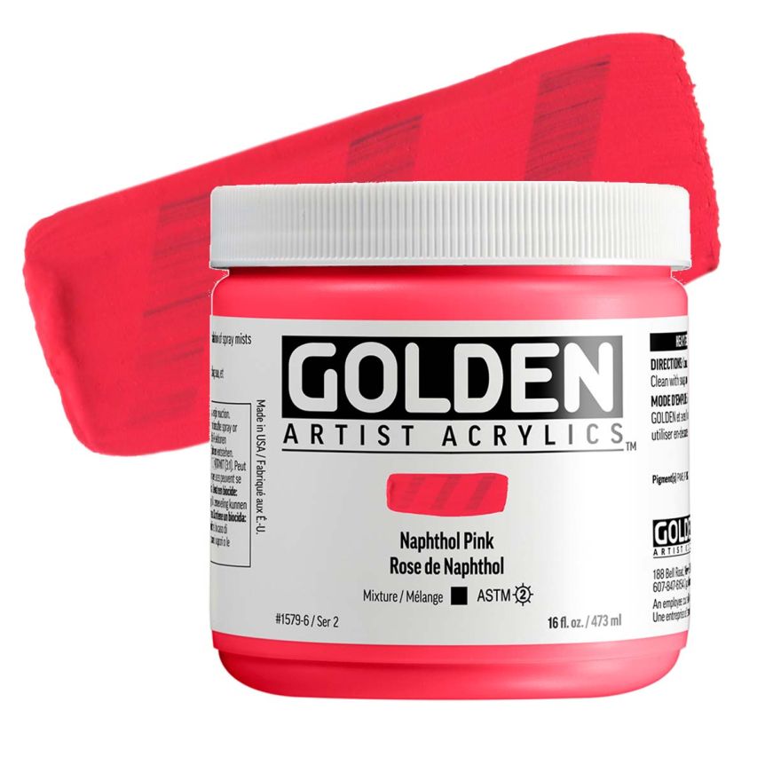 Golden Heavy Body Acrylic - Naphthol Pink, 16 oz Jar
