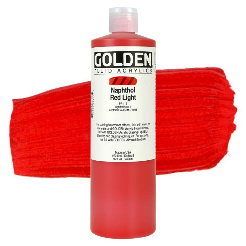GOLDEN Fluid Acrylics Naphthol Red Light, 16oz