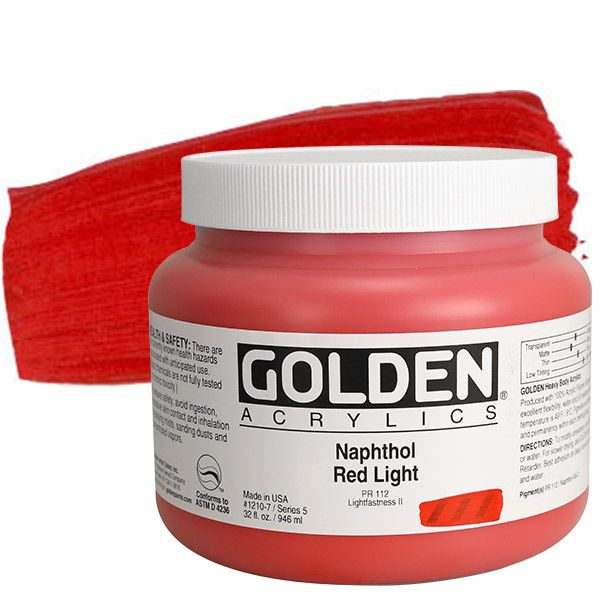 GOLDEN Heavy Body Acrylics - Naphthol Red Light, 32oz Jar