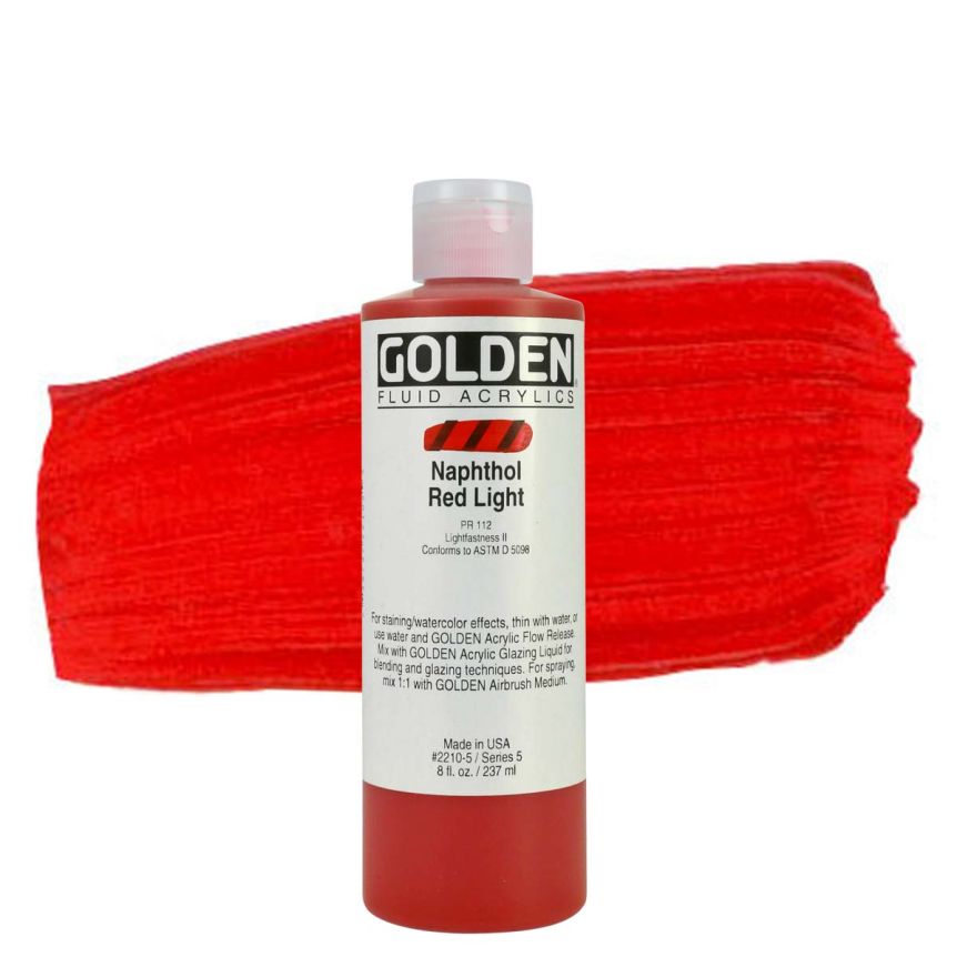 GOLDEN Fluid Acrylics Naphthol Red Light, 4oz