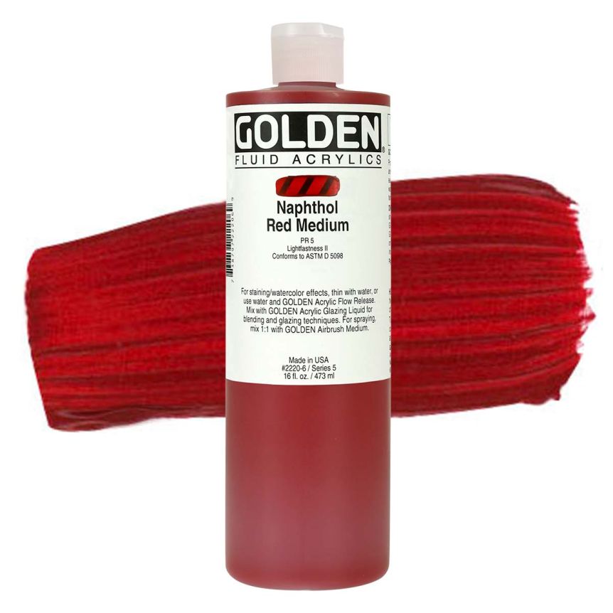 GOLDEN Fluid Acrylics Naphthol Red Medium, 16oz