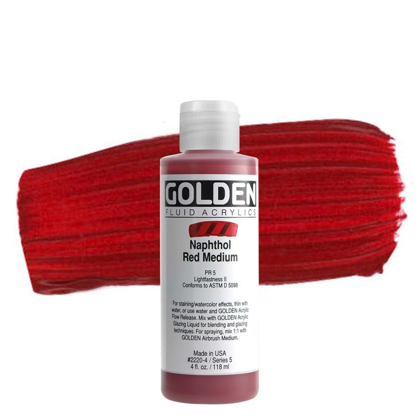 GOLDEN Fluid Acrylics Naphthol Red Medium, 4oz