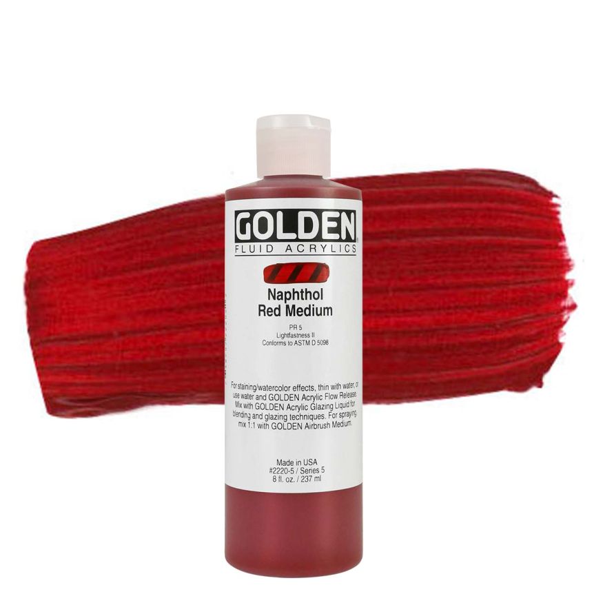 GOLDEN Fluid Acrylics Naphthol Red Medium, 8oz