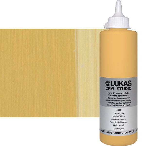 LUKAS CRYL Studio Acrylic Paint - Naples Yellow, 500ml Bottle