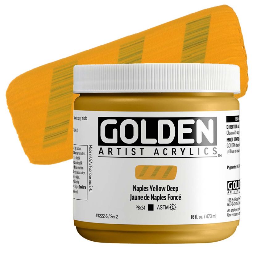 Golden Heavy Body Acrylic - Naples Yellow Deep, 16 oz Jar