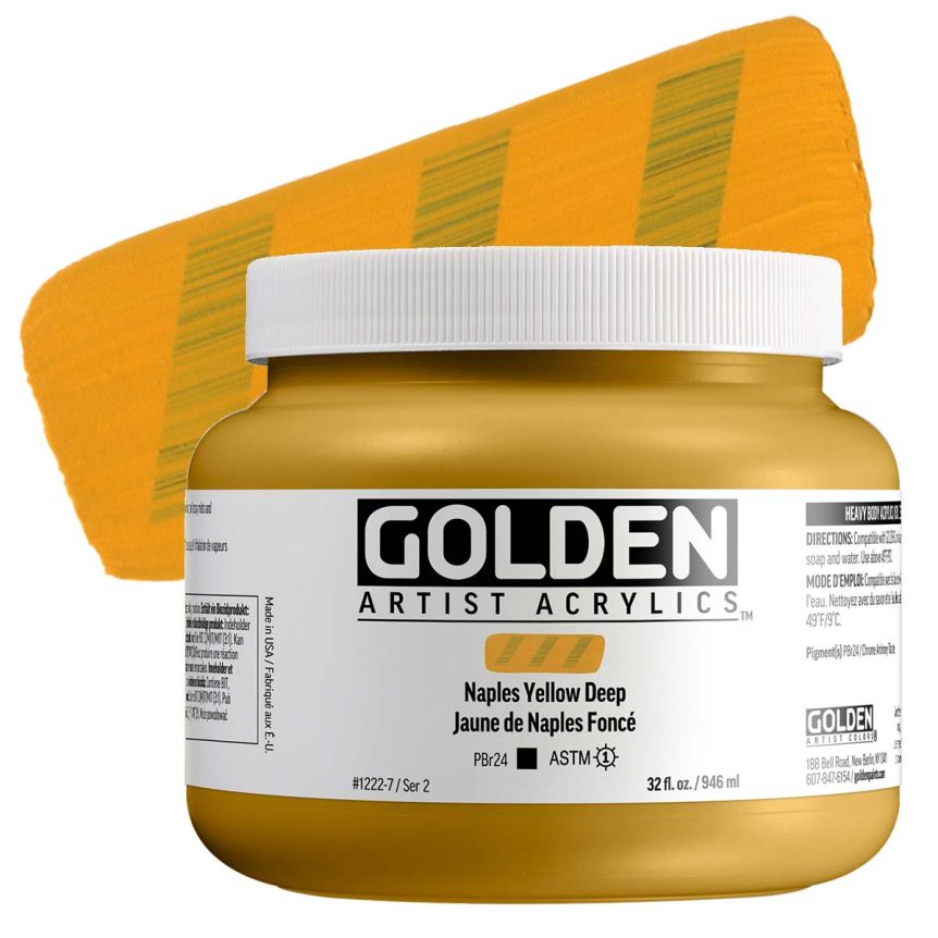 Golden Heavy Body Acrylic - Naples Yellow Deep, 32 oz Jar