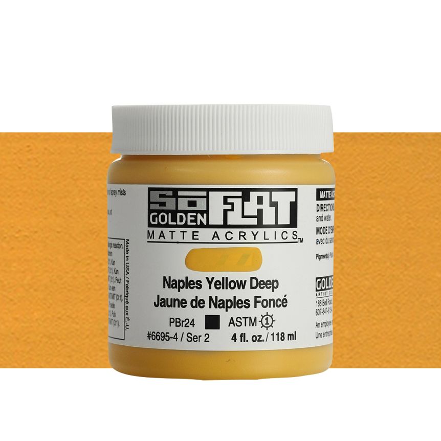 Golden SoFlat Matte Acrylic 4 oz Naples Yellow Deep