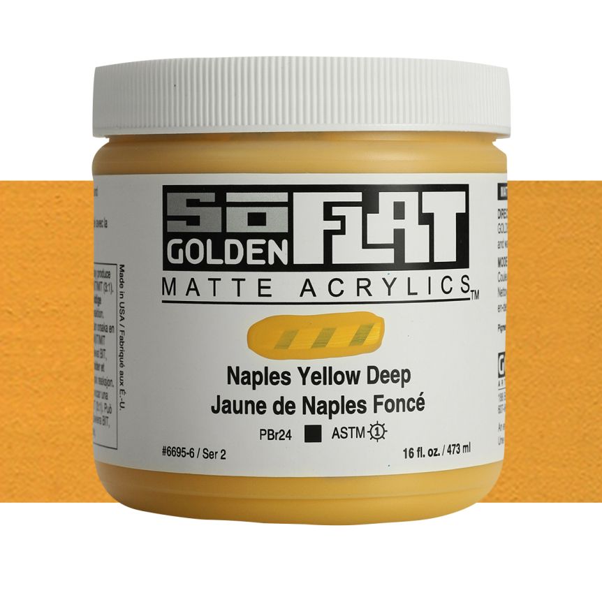 Golden SoFlat Matte Acrylic 16 oz Naples Yellow Deep