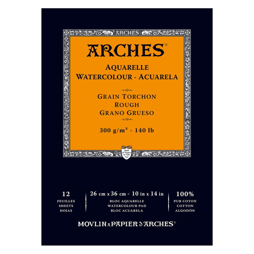 Arches Watercolor Paper Pad 140 lb. Rough Texture - 10"x14" (12 Sheets)