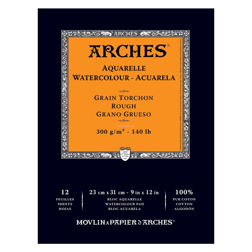 Arches Watercolor Paper Pad 140 lb. Rough Texture 9"x12" (12 Sheets