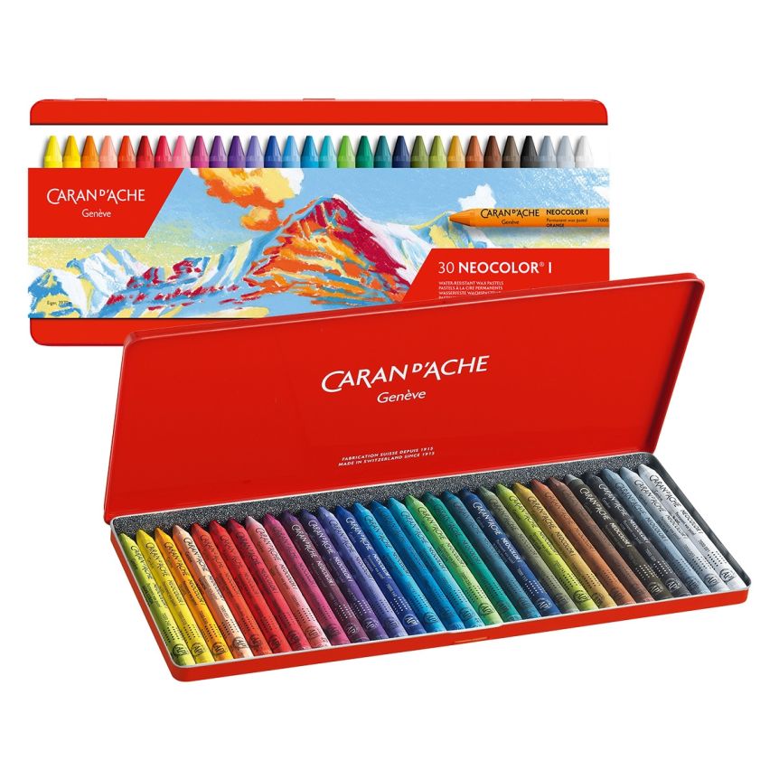 Caran D'Ache Neocolor I Permanent Wax Pastels Set of 30 - Assorted Colors
