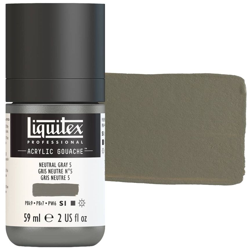 Liquitex Professional Acrylic Gouache - Neutral Grey 5, 2oz Bottle