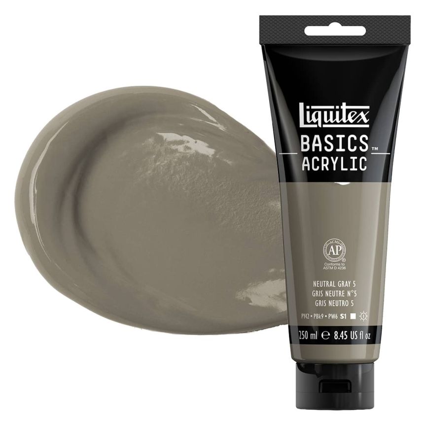 Liquitex Basics Acrylic Paint - Neutral Gray, 250ml Tube