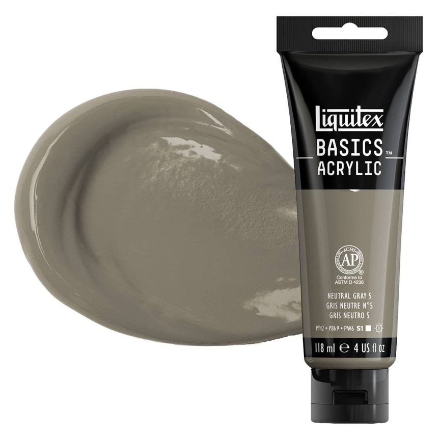 Liquitex Basics Acrylic Paint - Neutral Gray, 4oz Tube