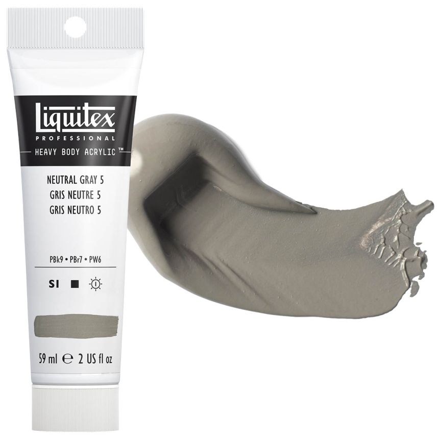 Liquitex Heavy Body Acrylic - Neutral Gray 5, 2oz Tube