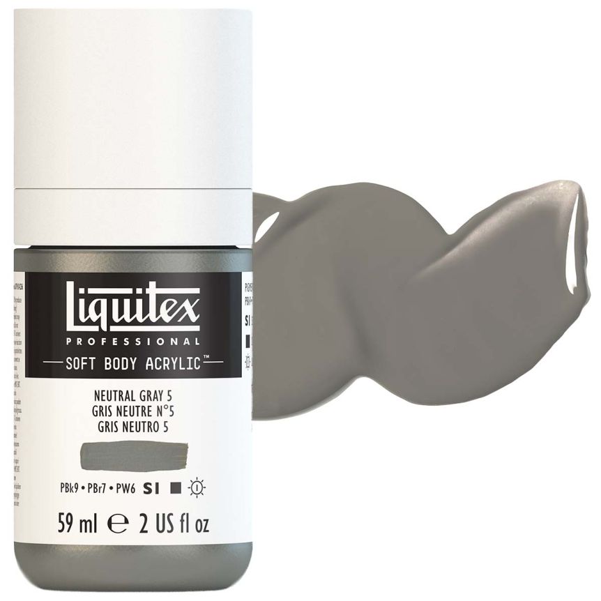 Liquitex Professional Soft Body Acrylic - Neutral Gray 5, 2oz Bottle