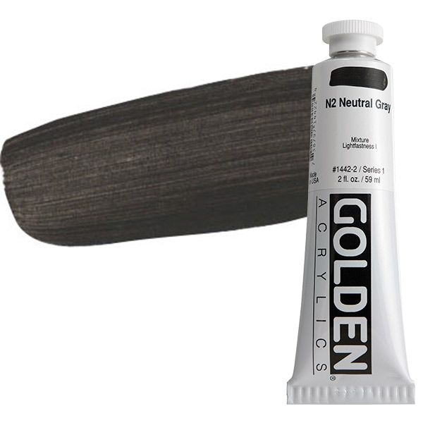 GOLDEN Heavy Body Acrylic 2 oz Tube - Neutral Grey No.2