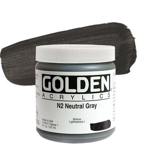 GOLDEN Heavy Body Acrylic 8 oz Jar - Neutral Grey No.2