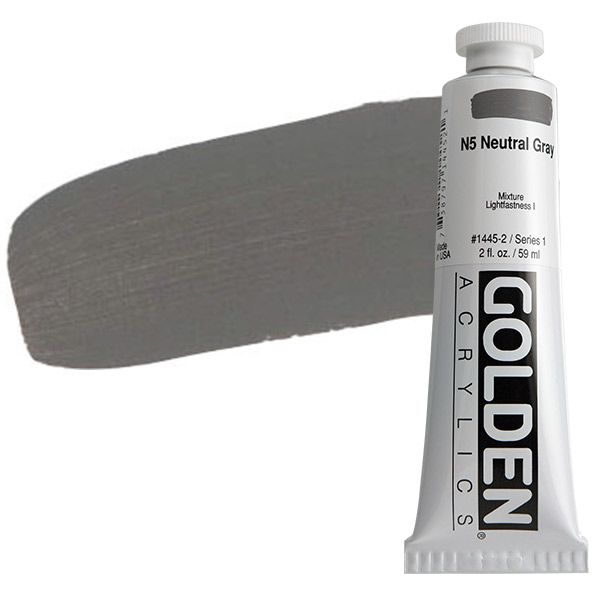 GOLDEN Heavy Body Acrylic 2 oz Tube - Neutral Grey No.5