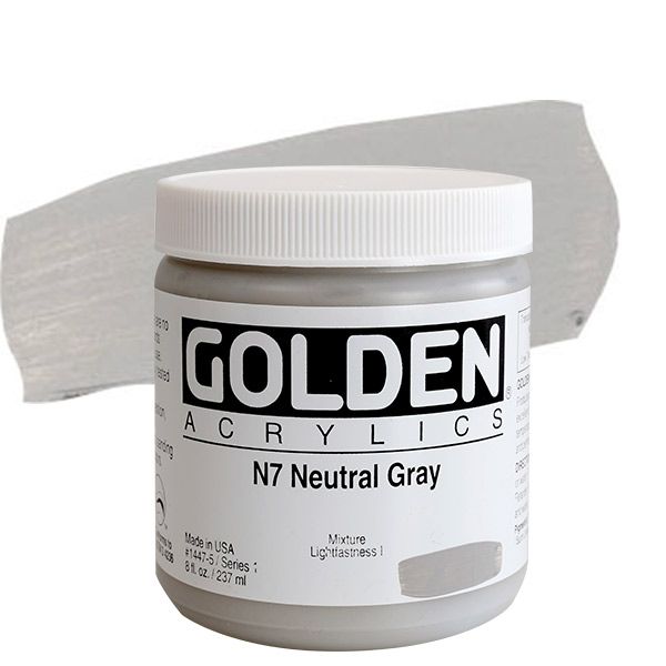 GOLDEN Heavy Body Acrylics - Neutral Grey No. 7, 8oz Jar