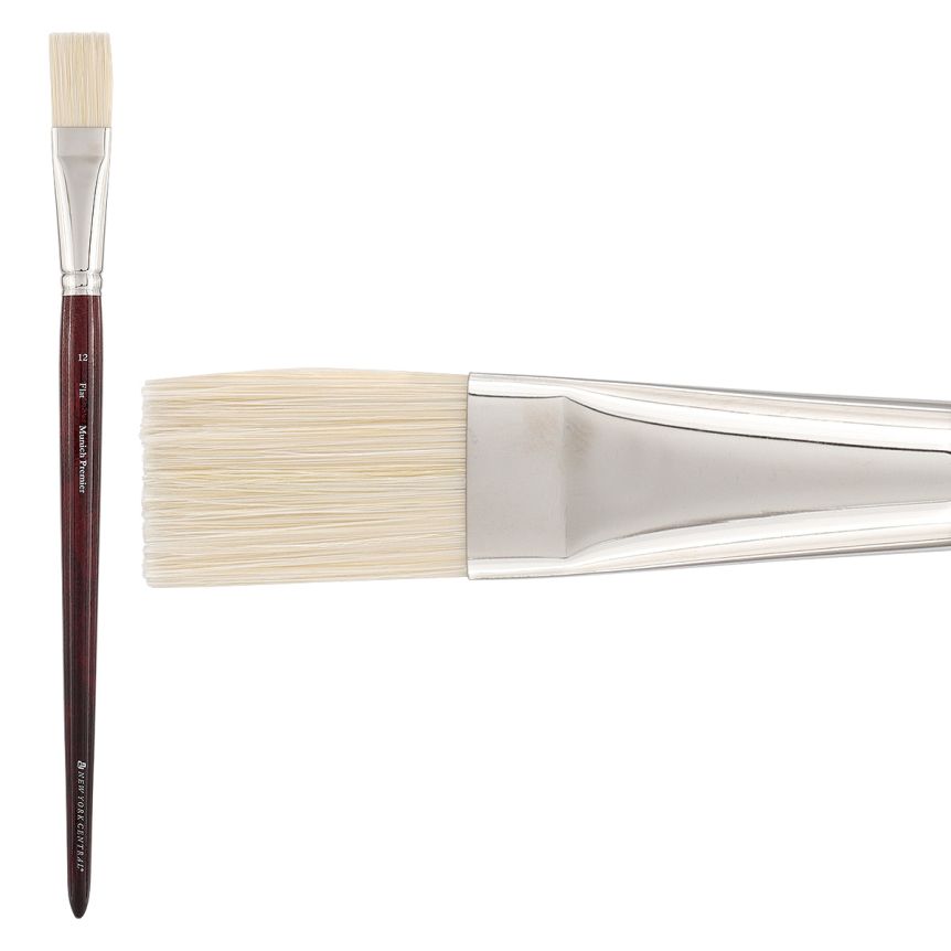 New York Central Munich Premier Bristle Blend Brush, Flat Size #12