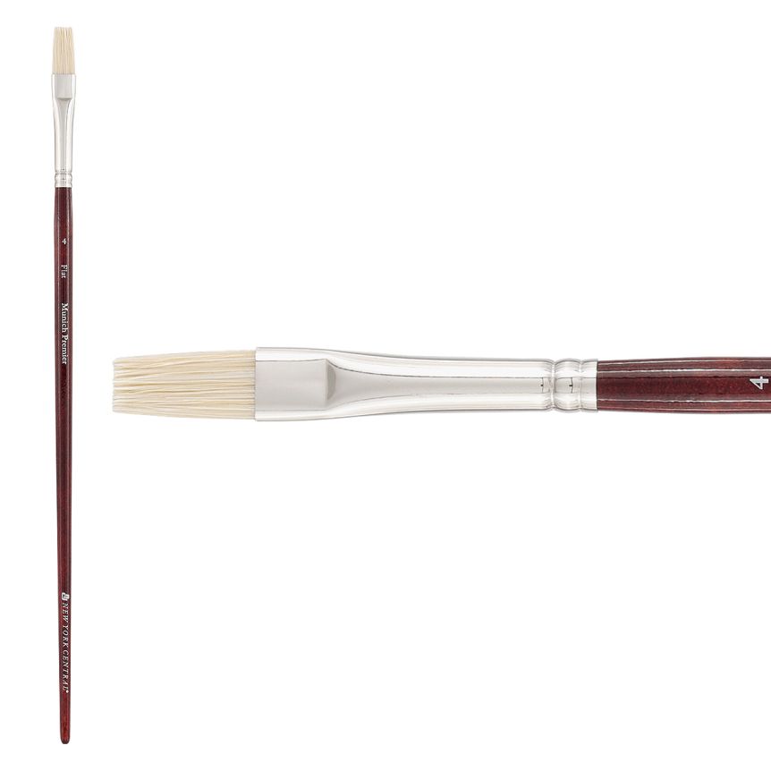 New York Central Munich Premier Bristle Blend Brush, Flat Size #4