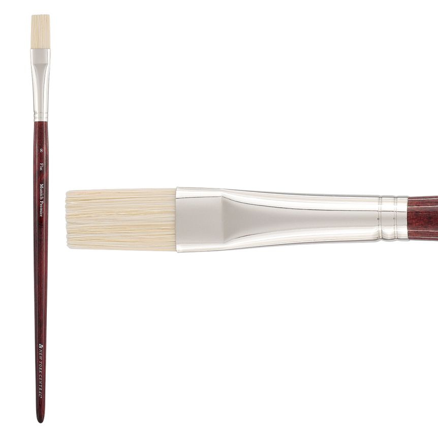 New York Central Munich Premier Bristle Blend Brush, Flat Size #8