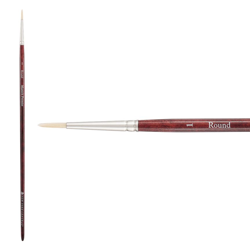 New York Central Munich Premier Bristle Blend Brush, Round Size #1